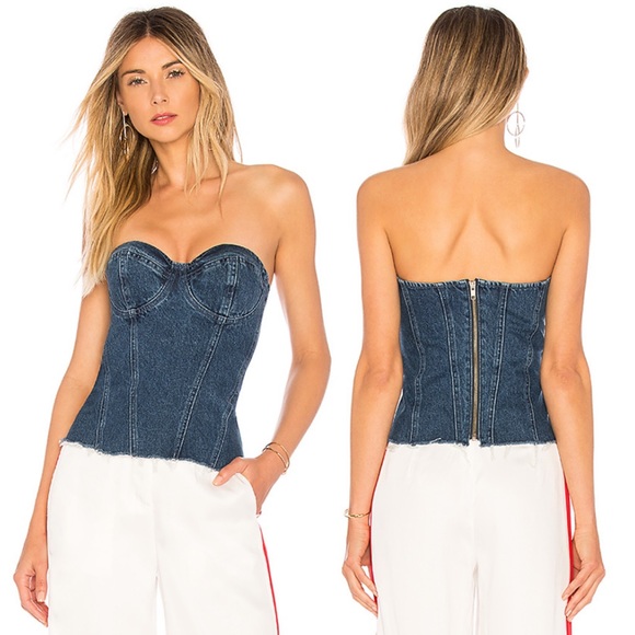 Grlfrnd Marilyn Denim Corset Strapless 